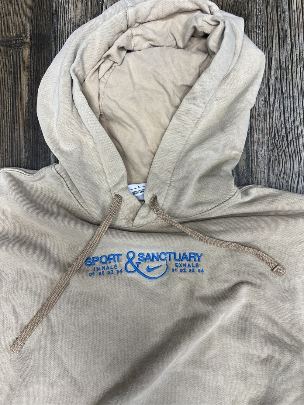 Nike Sports and Sanctuary Club Pullover Hoodie Beige Men's Size Small - Picture 2 of 9